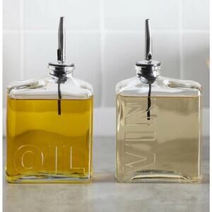 Global Market Glassworks Oil & Vinegar Cruet Set, 20oz, Square Bottles, NWT